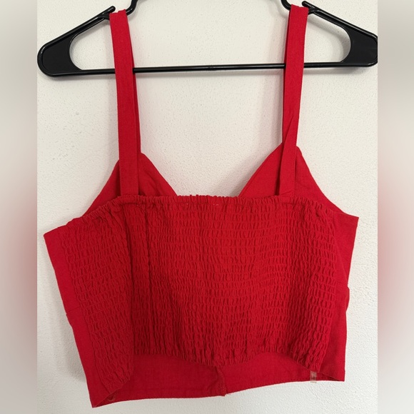 Large Red Button-Front Crop Top - Picture 6 of 11